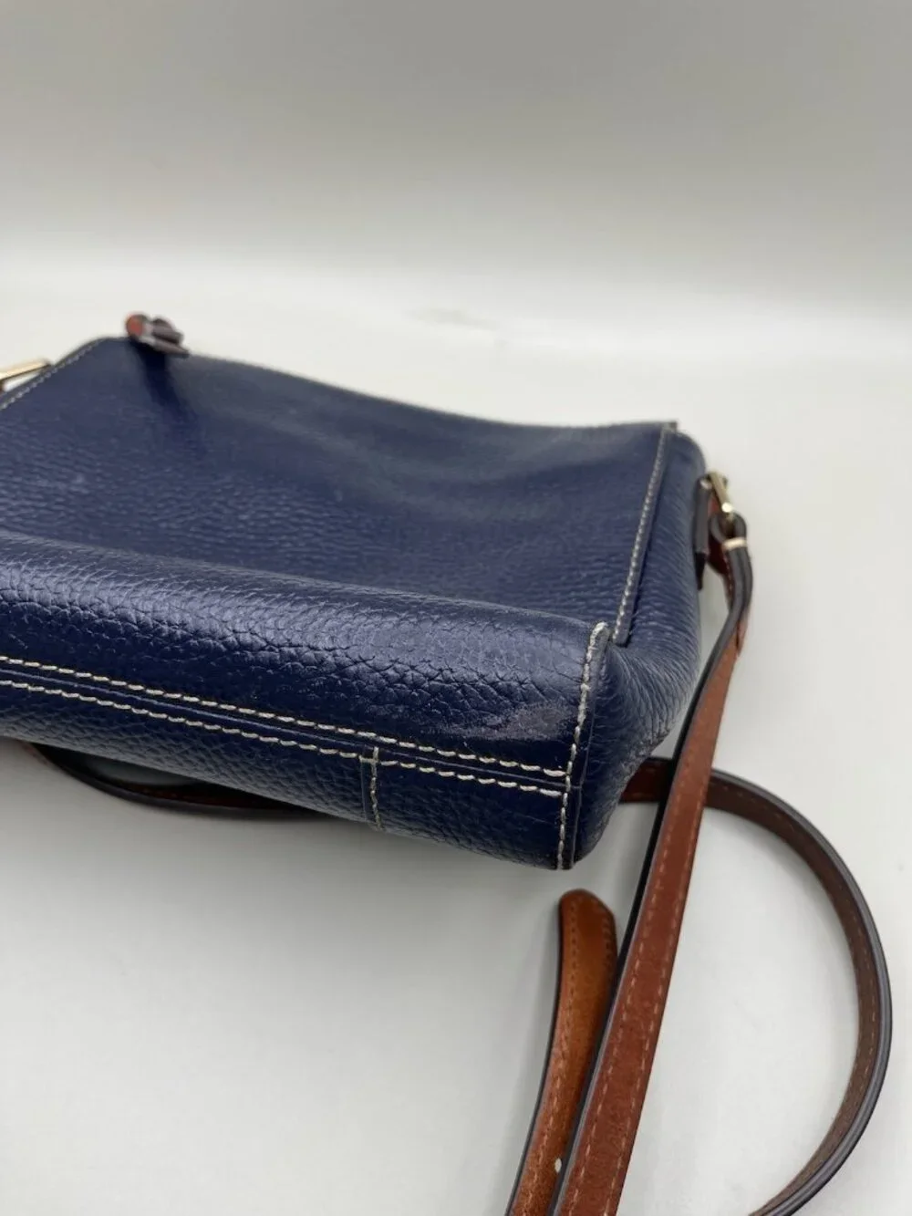 Dooney & Bourke Lexington Crossbody Dark Blue Pebble Grain Leather Bag VTG